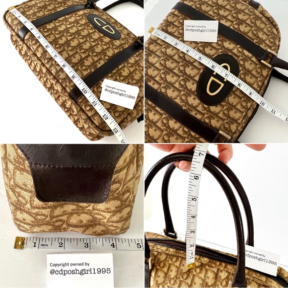 1970s Christian Dior Brown oblique Diorissimo Boston Trotter bag canvas leather - Picture 14 of 16